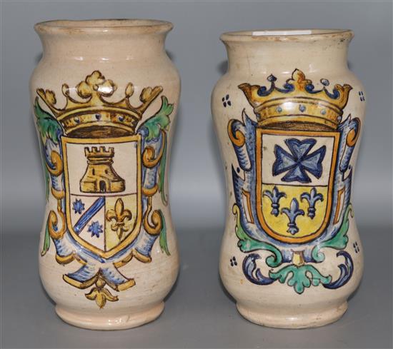 A pair of Italian Majolica albarelli